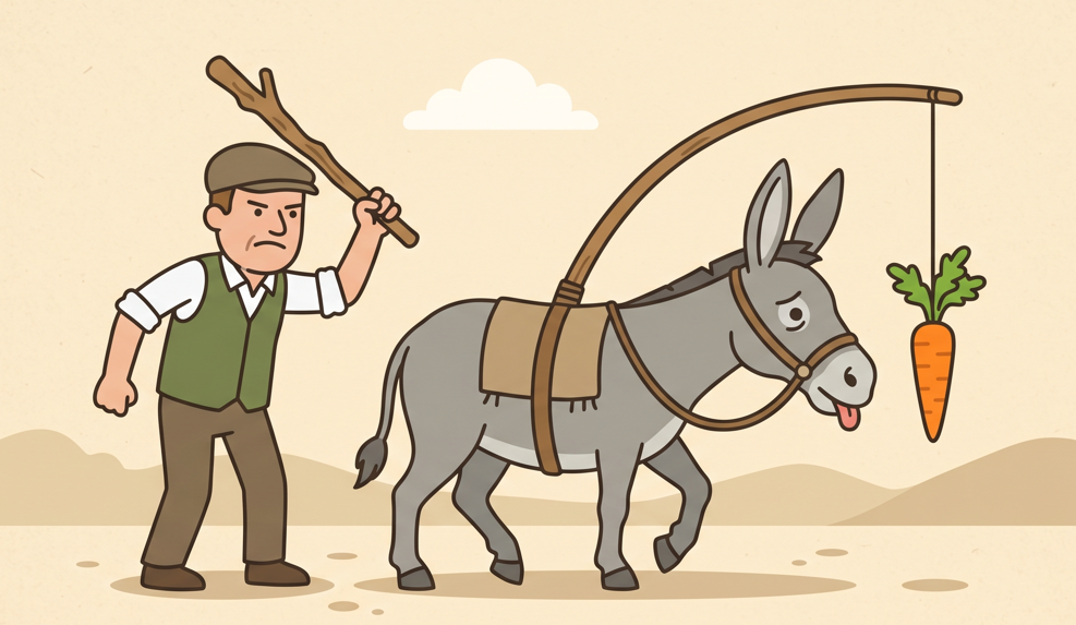 le management avec la technique du bĂąton et de la carotte